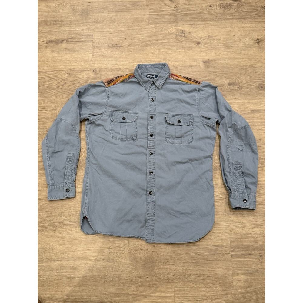 Polo By Ralph Lauren M Blanket Stripe Work Shirt Southwestern Utility Button Up